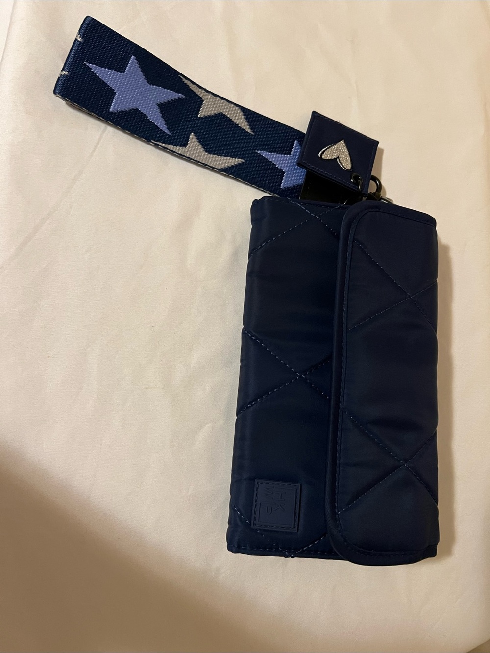 IHKWIP Navy Blue Quilted Wallet Wristlet with Star Strap - NWOT